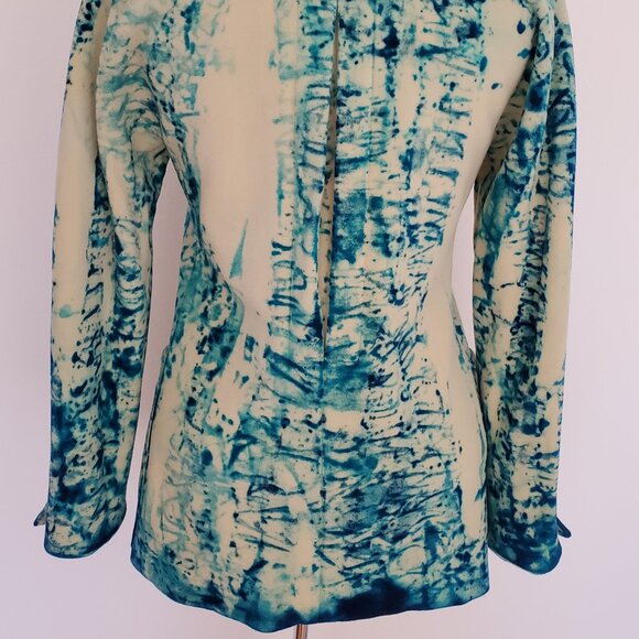 Escada 34 wool silk jacket coat blazer blue purple white ivory dyed small 4 6 8 - Picture 4 of 9